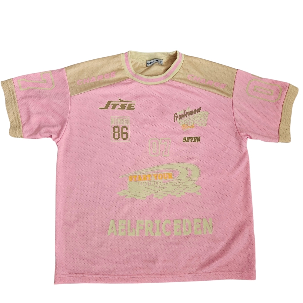Aelfric Eden Pink/Tan‎ Unisex Vintage Oversized Racing Jersey Sz Small